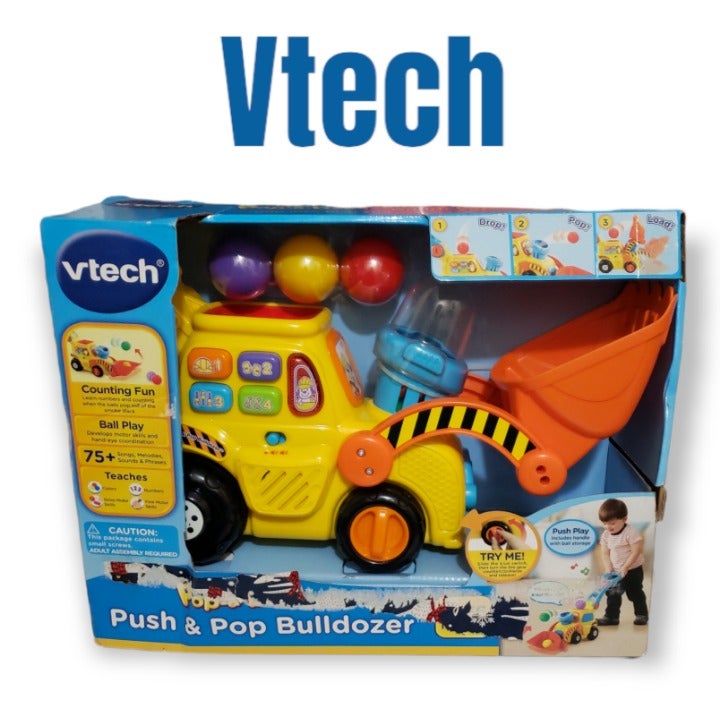 Vtech Pop-A-Balls Push & Pop Bulldozer Fun Play Teach Toy For Kids