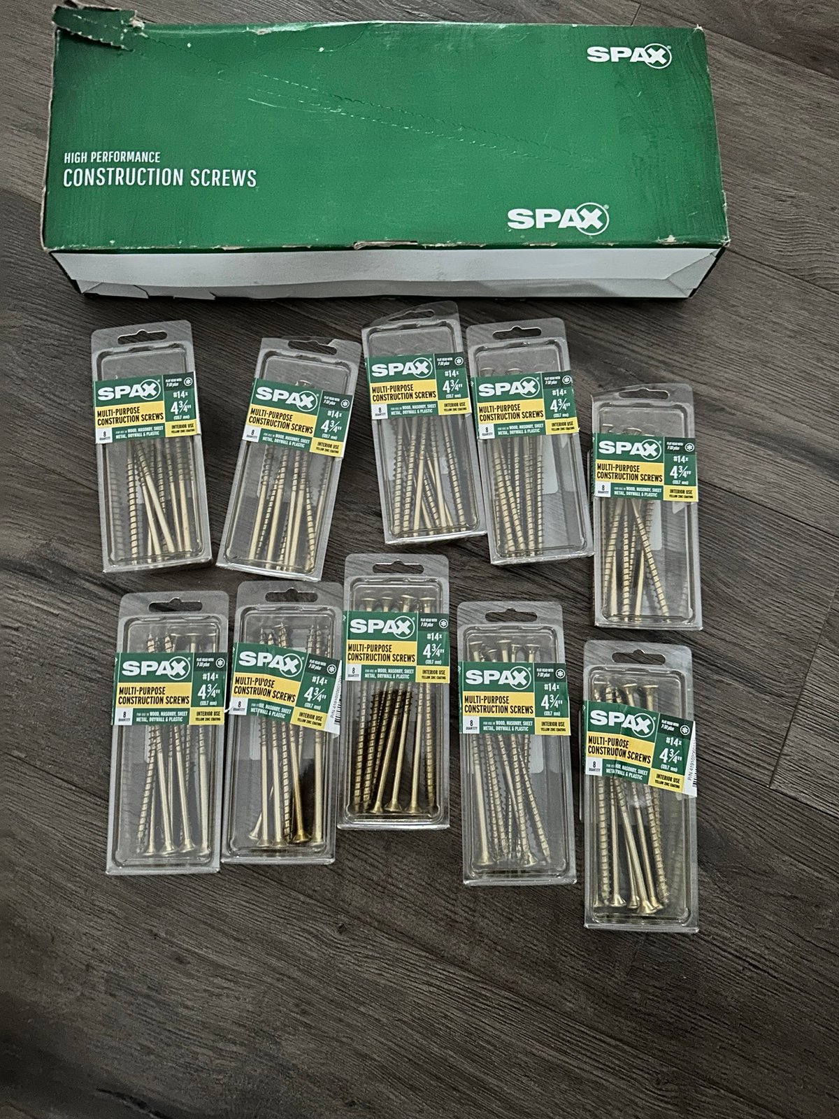 Spax Construction Screws #14 x 4 3/4 UniDrive Multipurpose 8ct 10 boxes