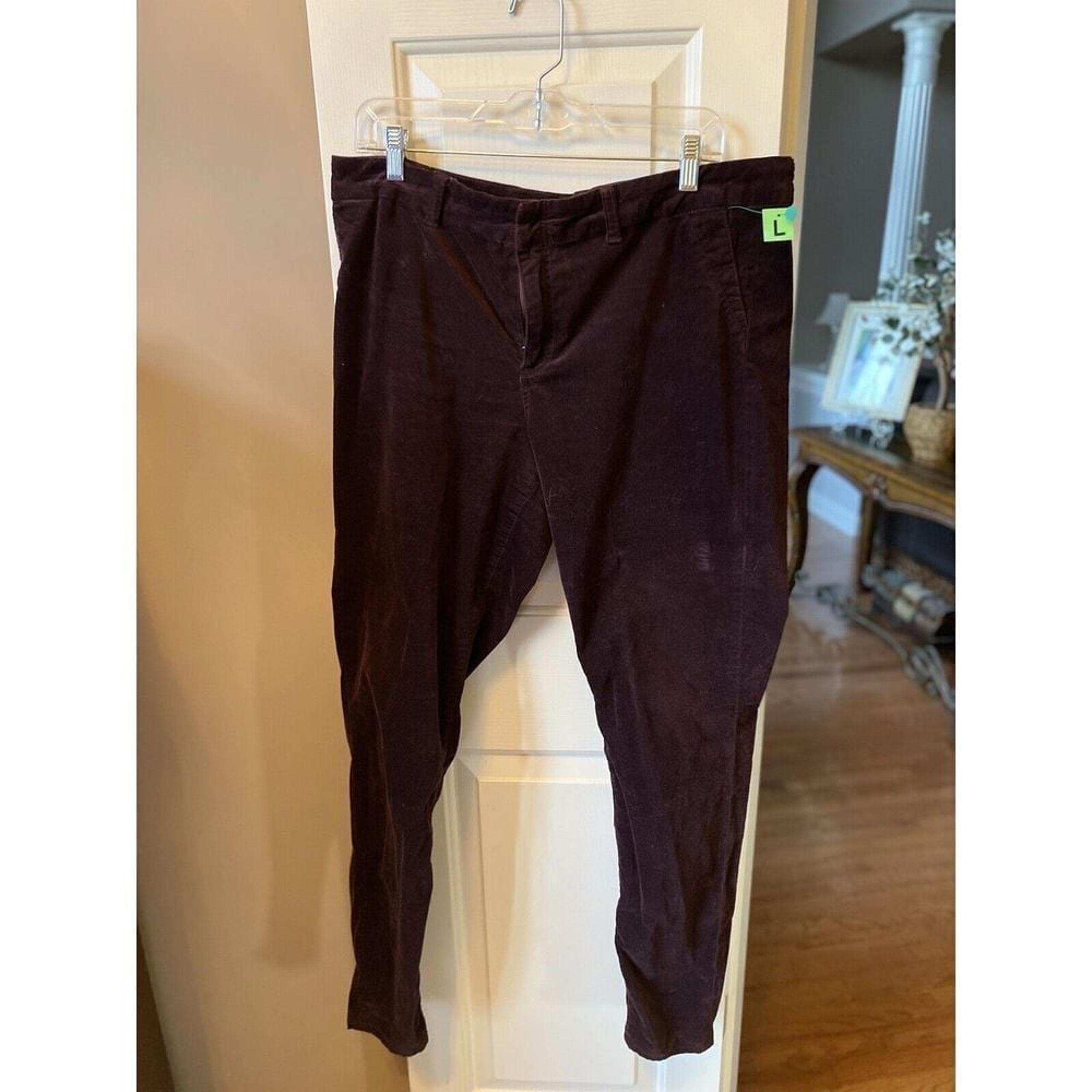 Kut from the Kloth Trouser Skinny Velour Women's 14 Burgundy Zip Stretch