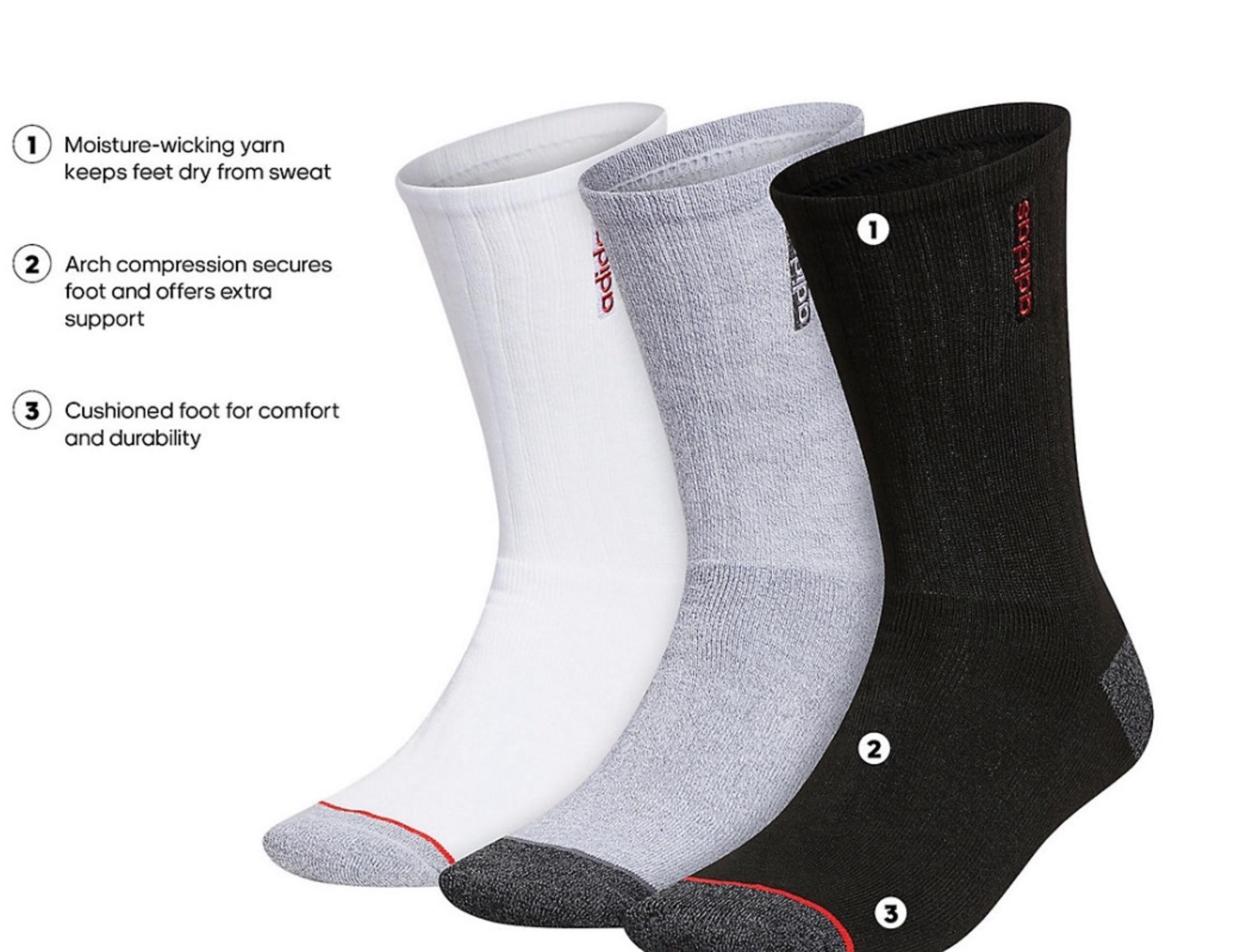 New men's adidas athletic crew socks shoe size 6-12