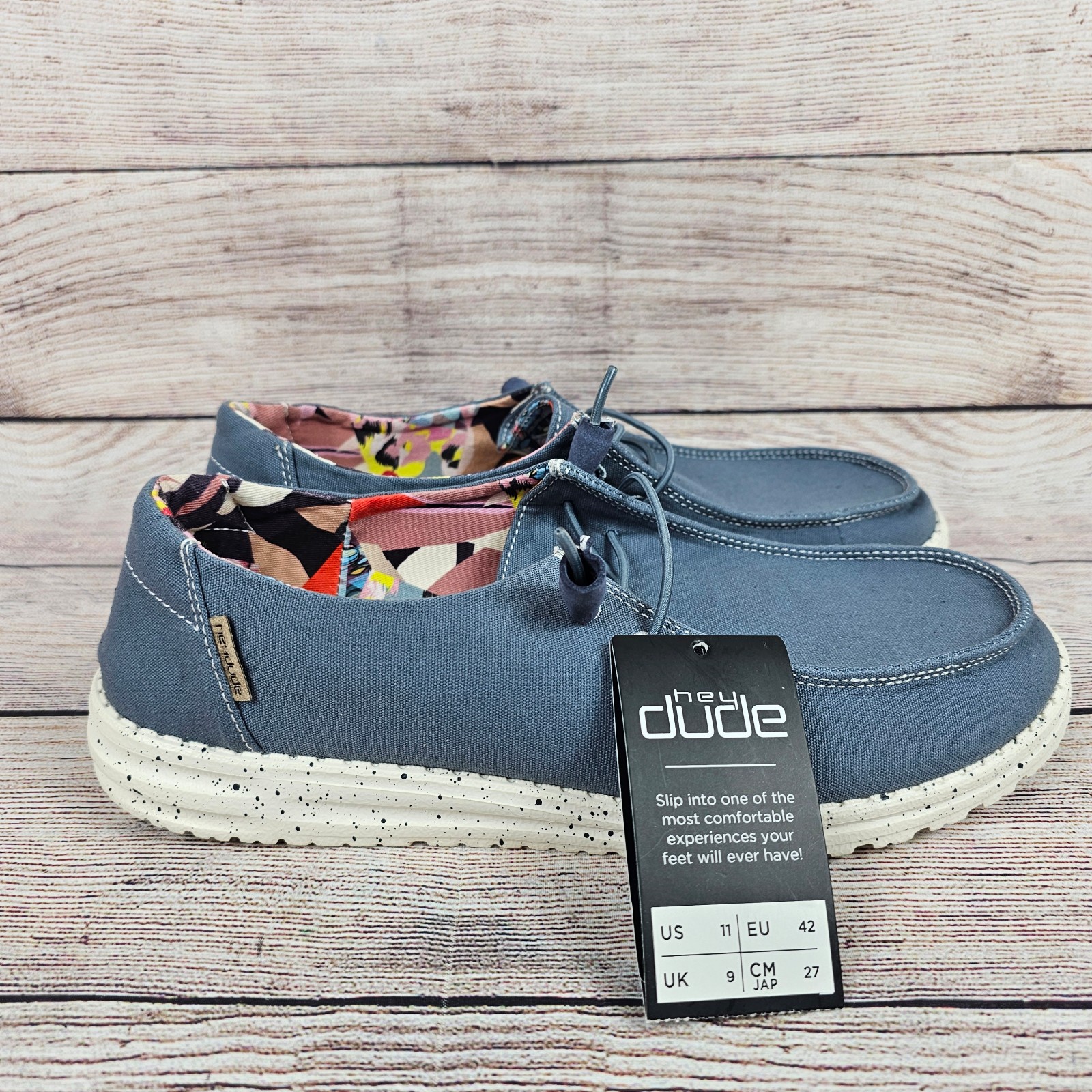 New Hey Dude Womens Wendy Sky Blue Comfortable Slip On Loafer Shoes Size 11