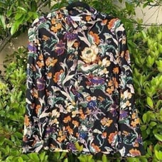 MEN'S RAGA MAN: BLACK FLORAL PRINT LONG SLEEVE SHIRT. MEDIUM. NWT