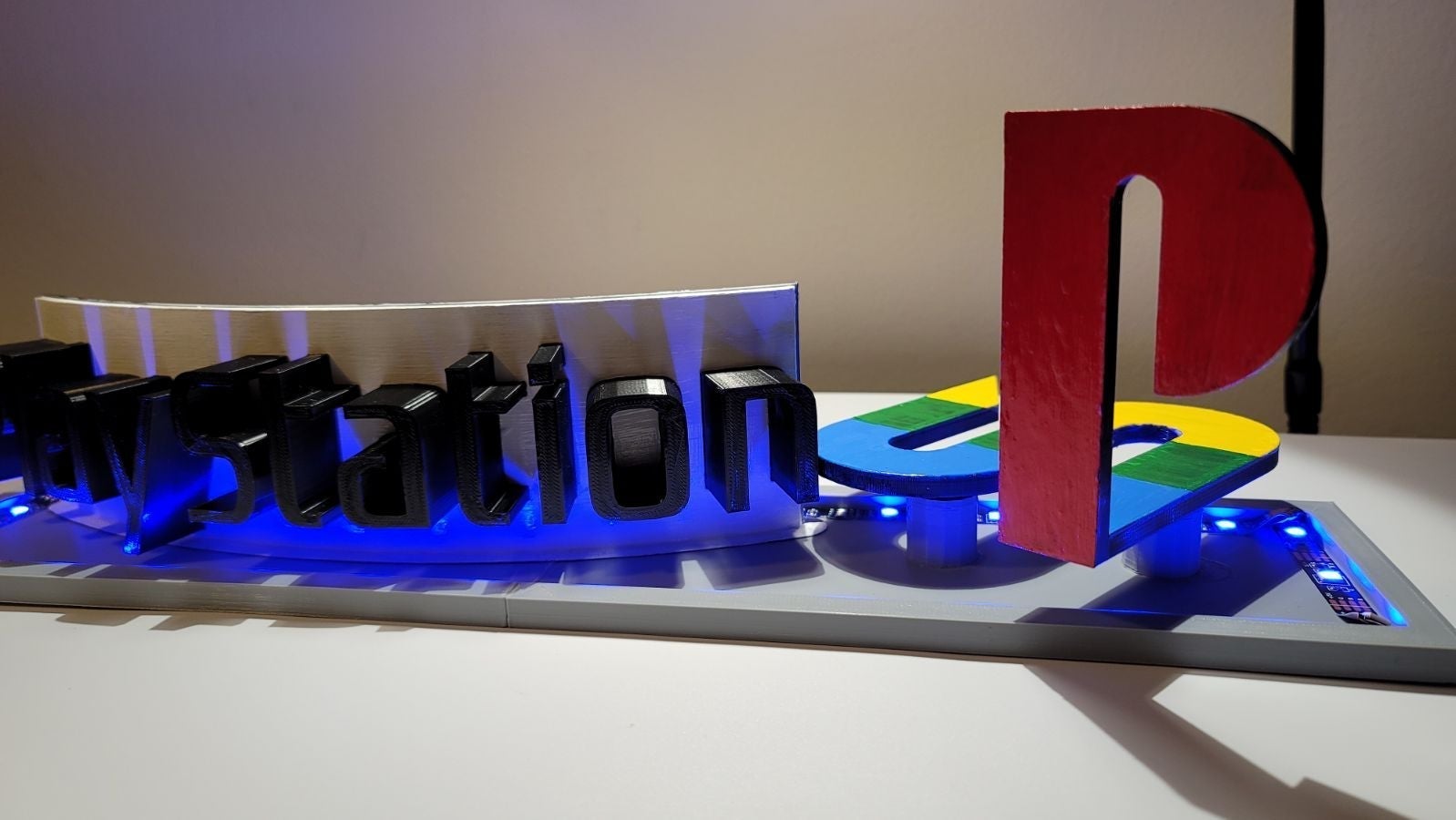 Playstation display with LET LIGHTS