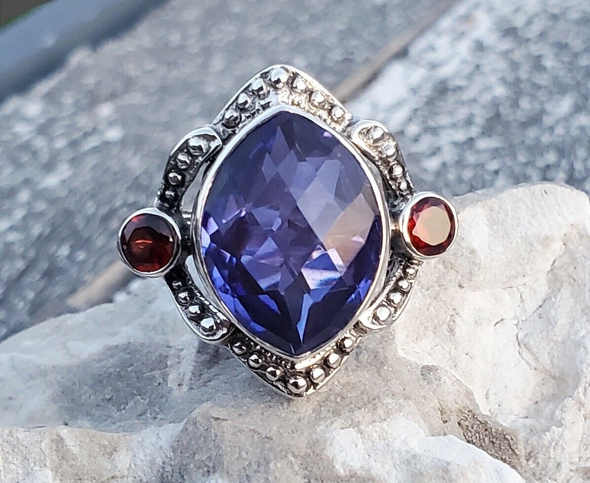 Nicky Butler 925 Sterling Silver Designer Ladies NB Ring Sz 7 Quartz Garnet NWT