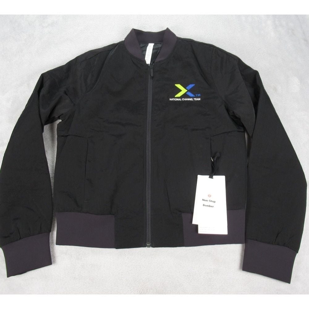 Lululemon Jacket Womens 6 Black National Channel Team Logo Non Stop Bomber NWT