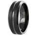 Men's Wedding Band Rings - Black Sand Blast Finish with Center Groove - Wedding