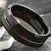 Men's Wedding Band Rings - Black Sand Blast Finish with Center Groove - Wedding