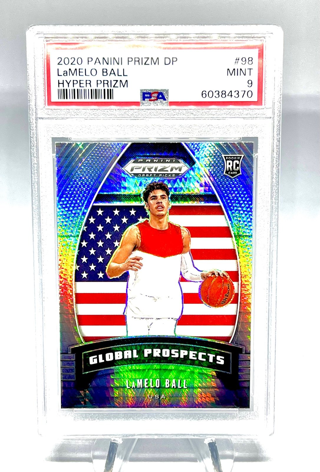 LAMELO BALL ~ 2020-21 Panini Prizm DP Prizms Hyper #98 PSA 9 Mint RC