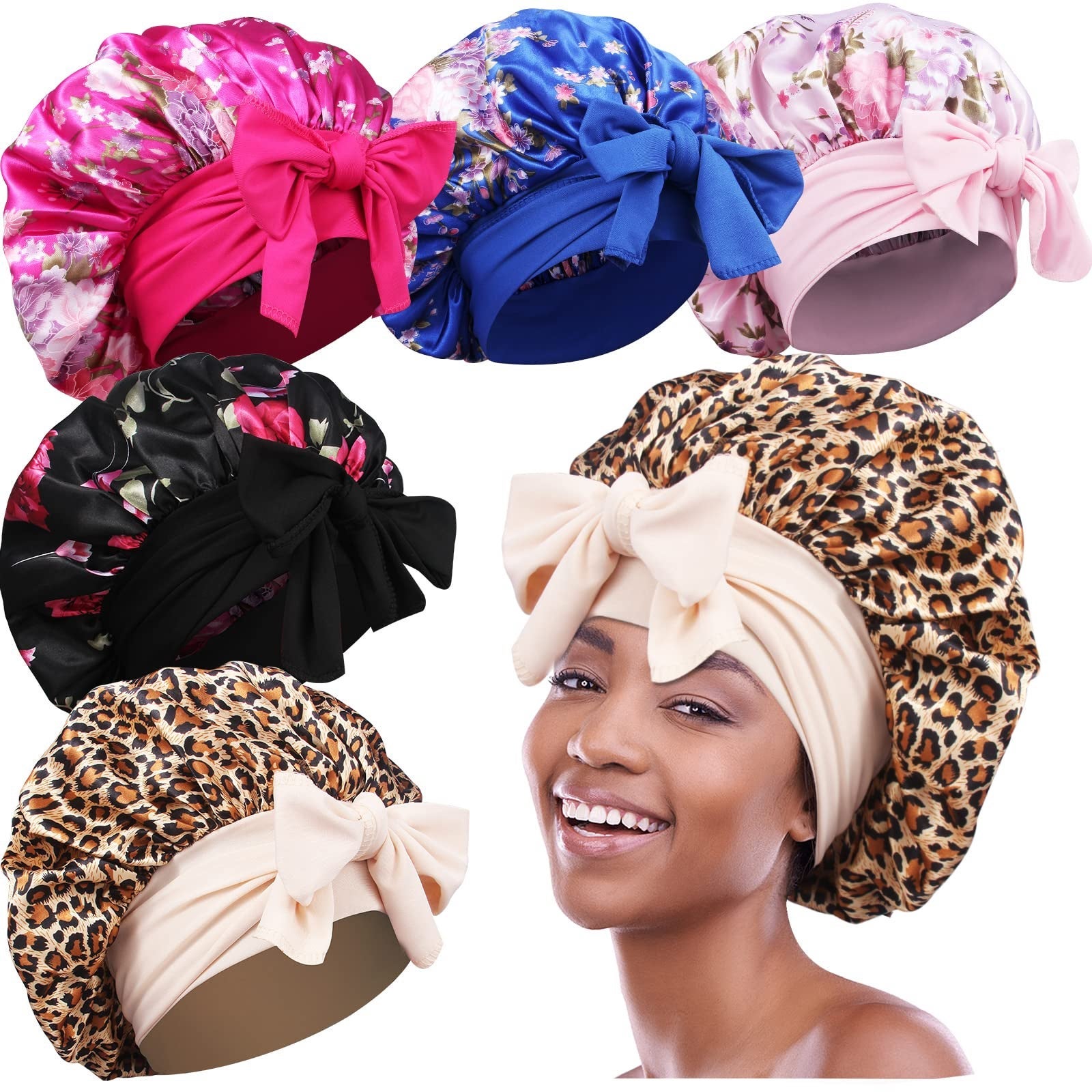 Multi colors silk bonnet set of 5