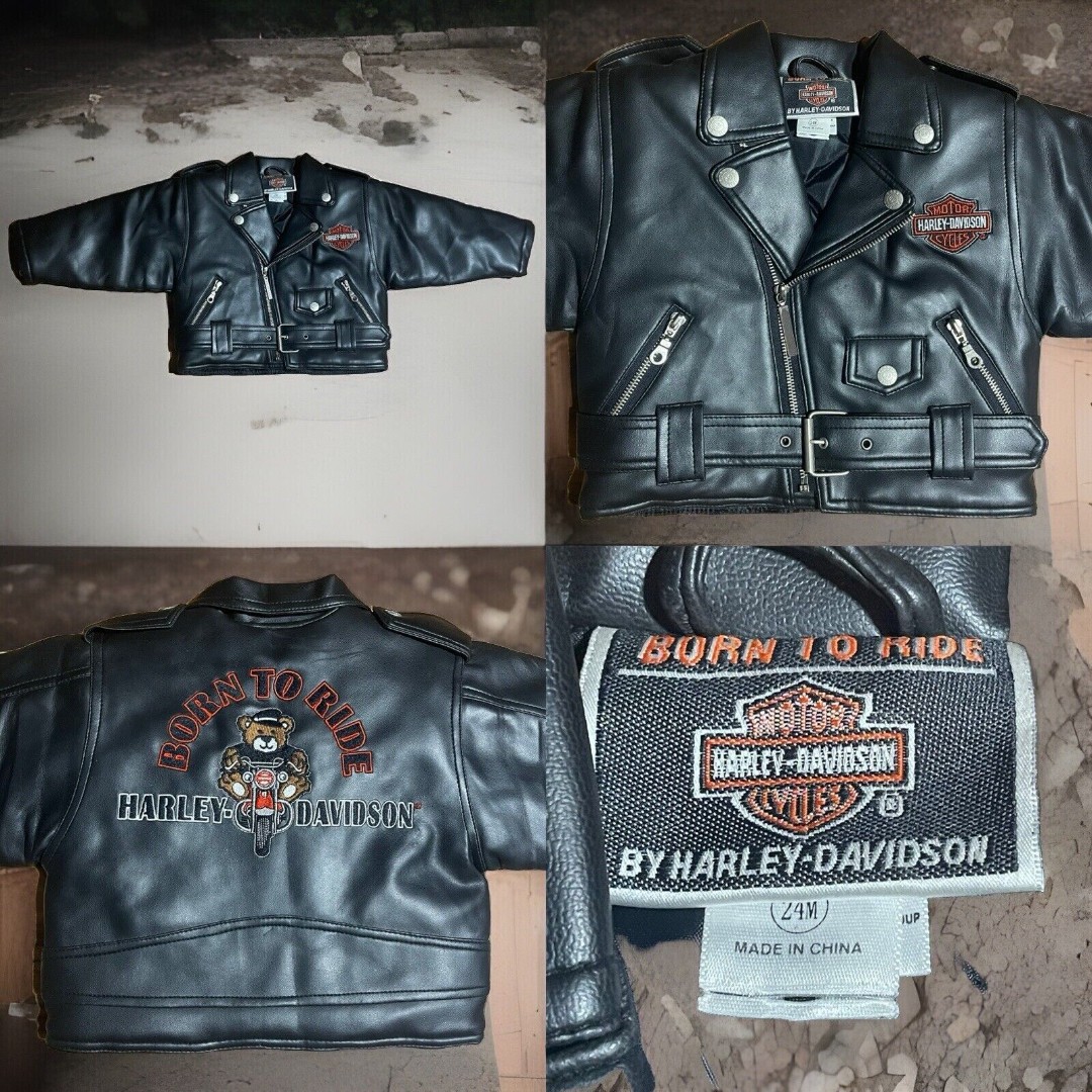 Vintage Harley Davidson Toddler Baby Size 24M Jacket “Born To Ride” Zip Up