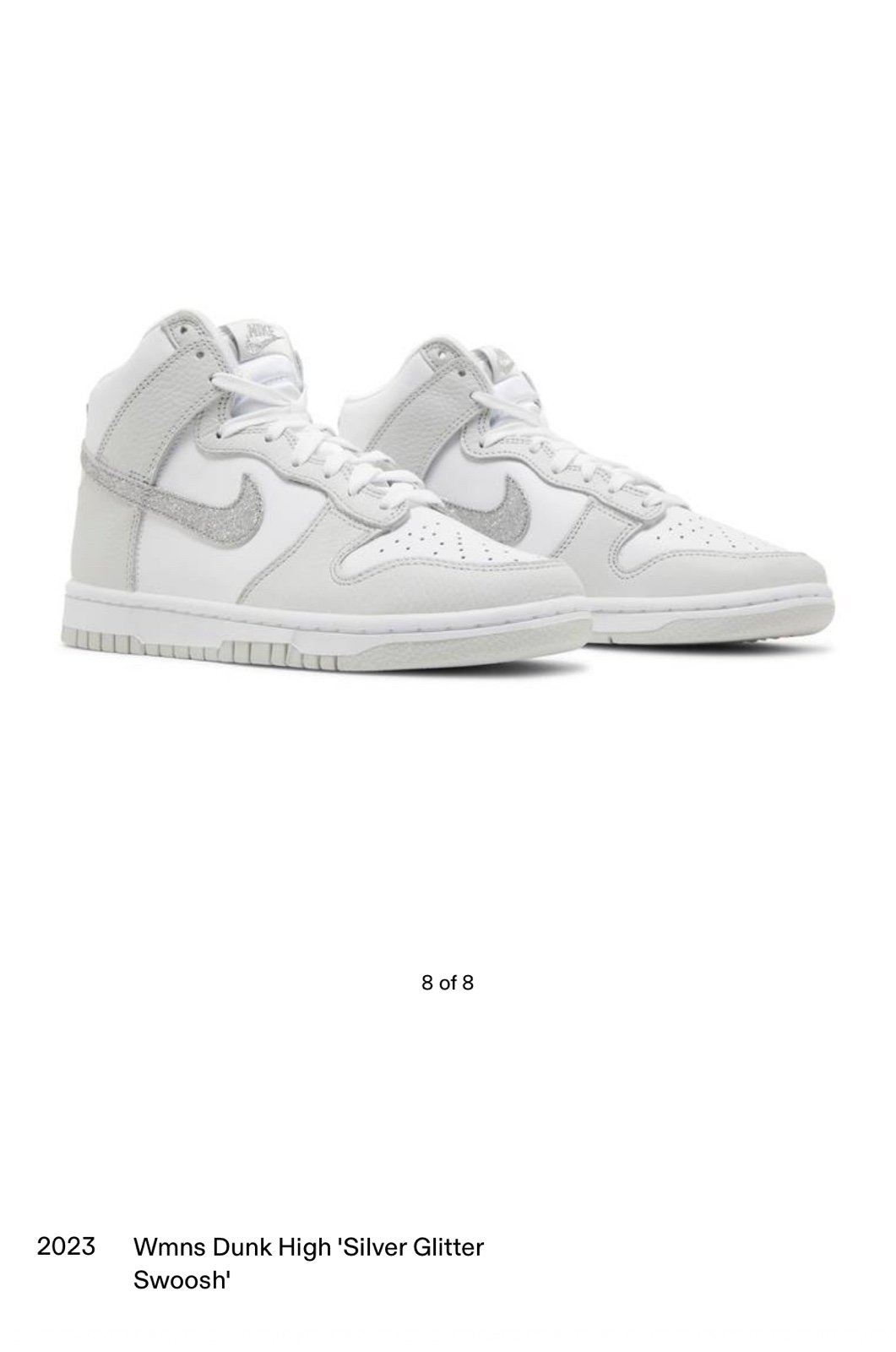 Nike high dunk silver metallique size 8