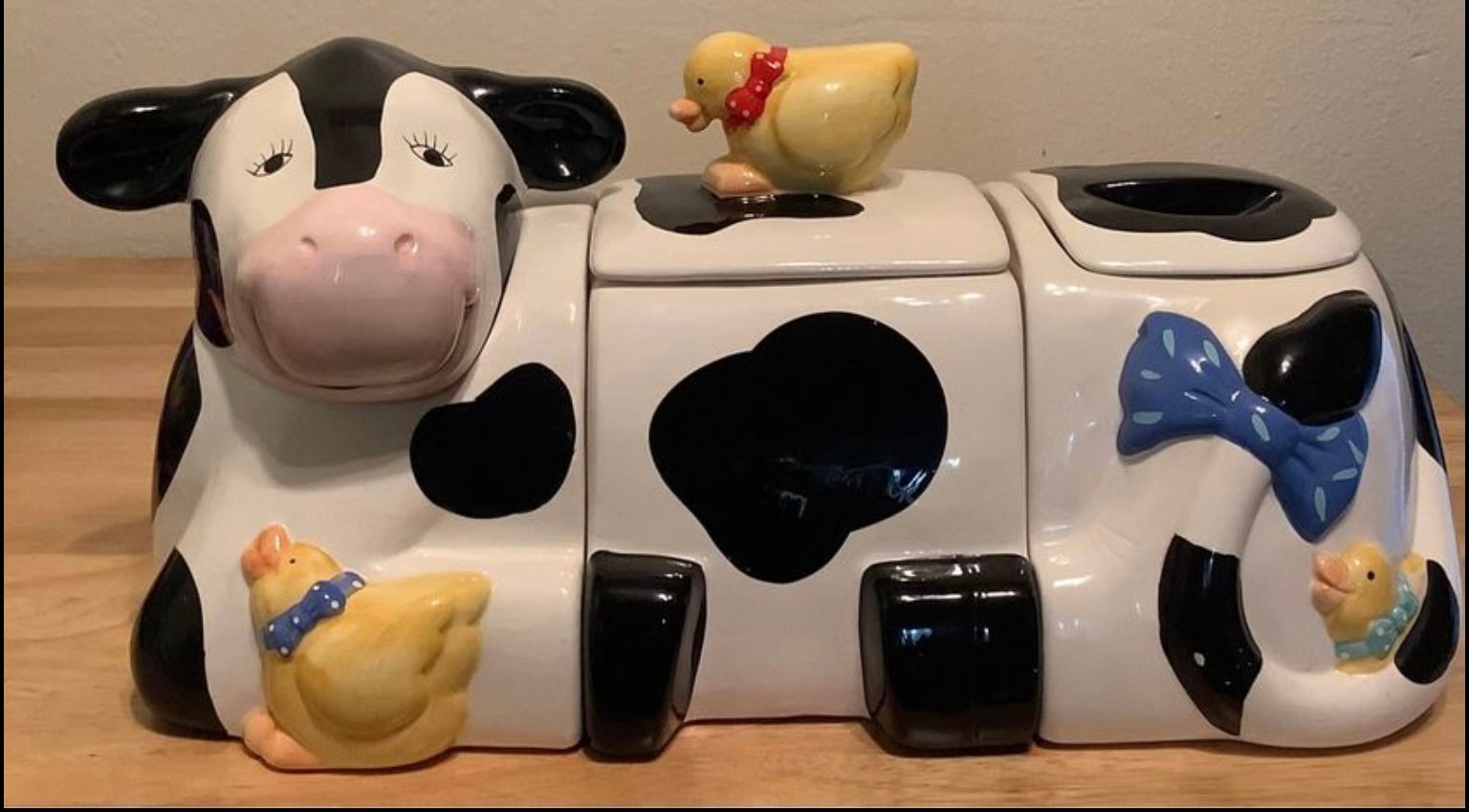 Certified International w Coco Dowley Vintage 3 Piece Porcelain Cow