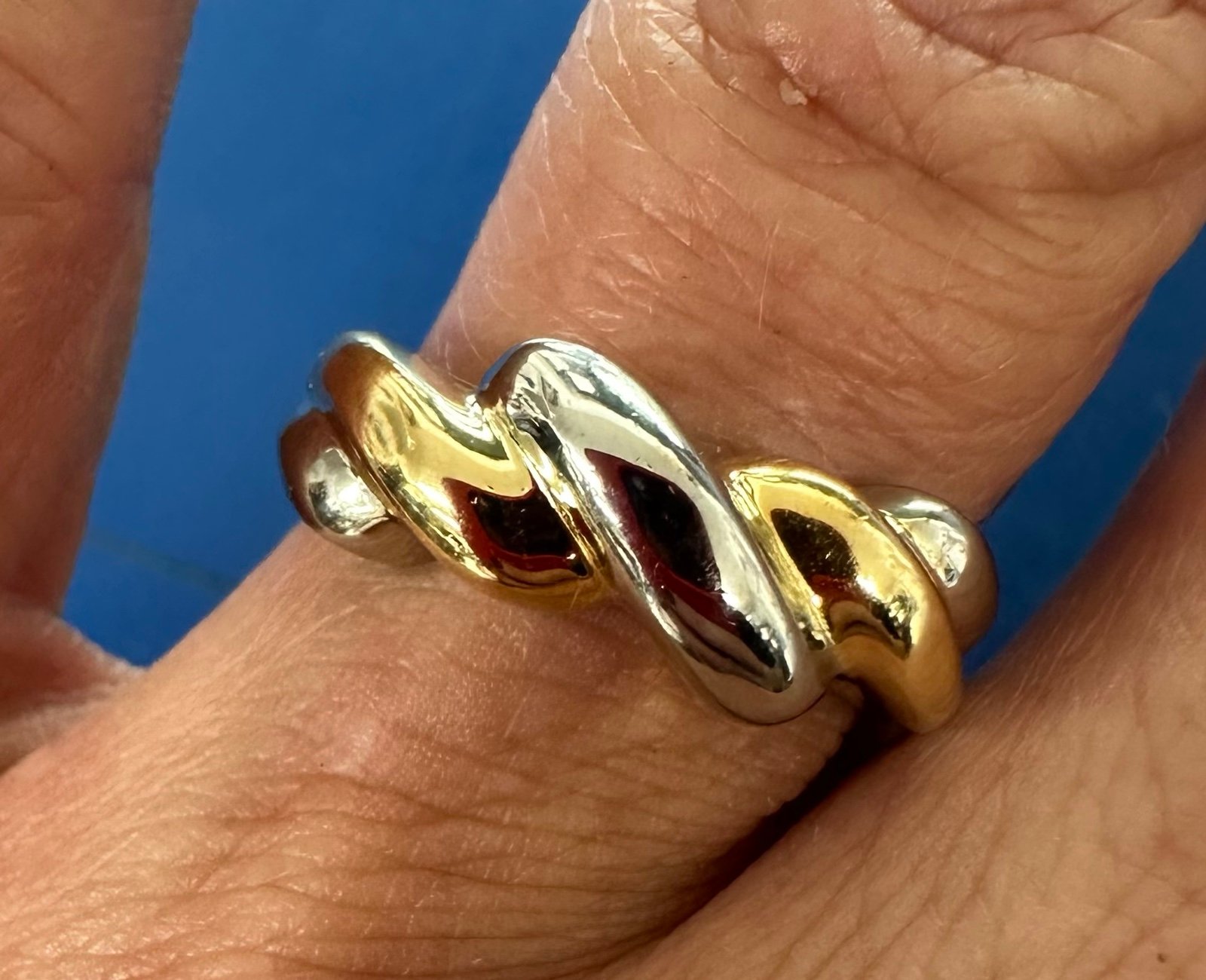 18K Yellow and White Gold Fashion Ring-Size 8