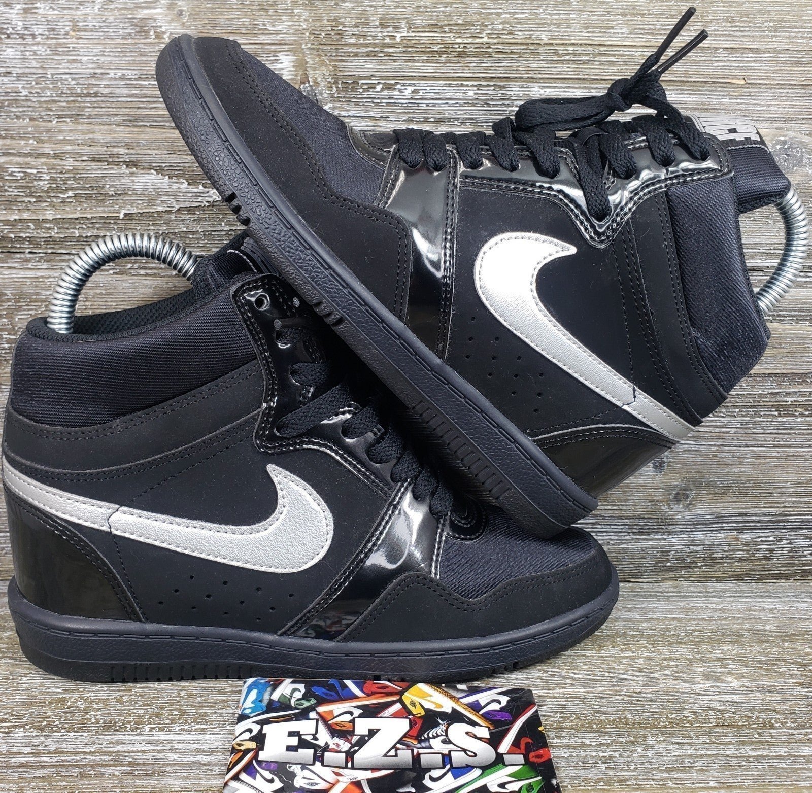 Nike Force Dunk Sky Hi Hidden Wedge Heel Black 629746-001 Size 6.5 Women