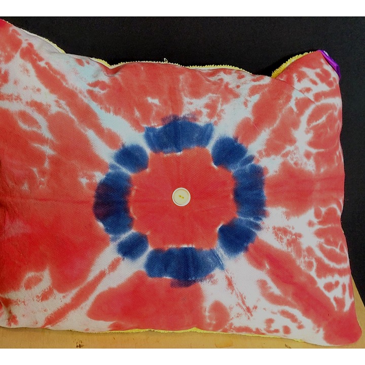 Tie Dye Rectangle Throw Pillow Custom Design Vintage Towel Upcycle 15 Inches