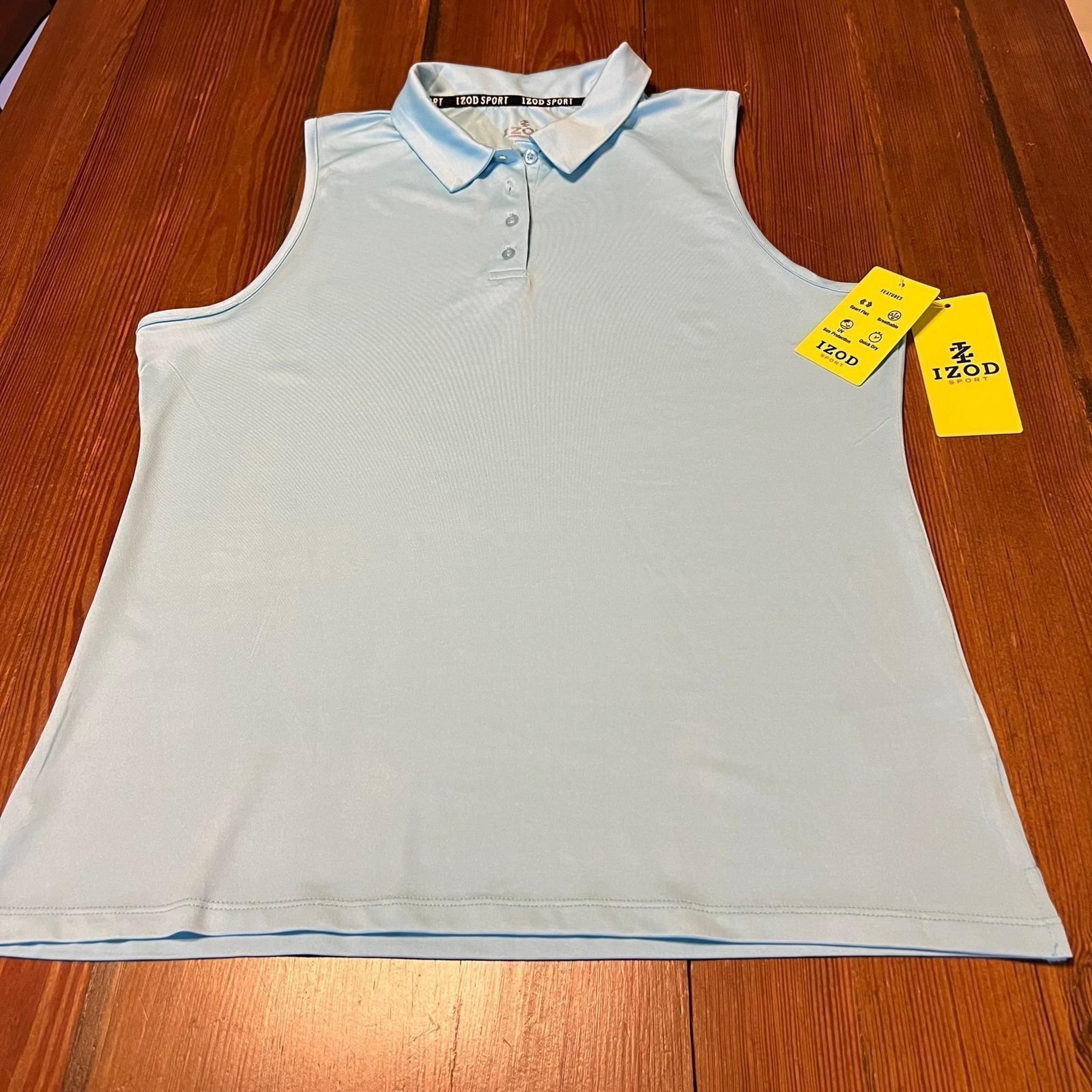 Izod Sport Baby Blue Performance Sleeveless Shirt- New With Tags!