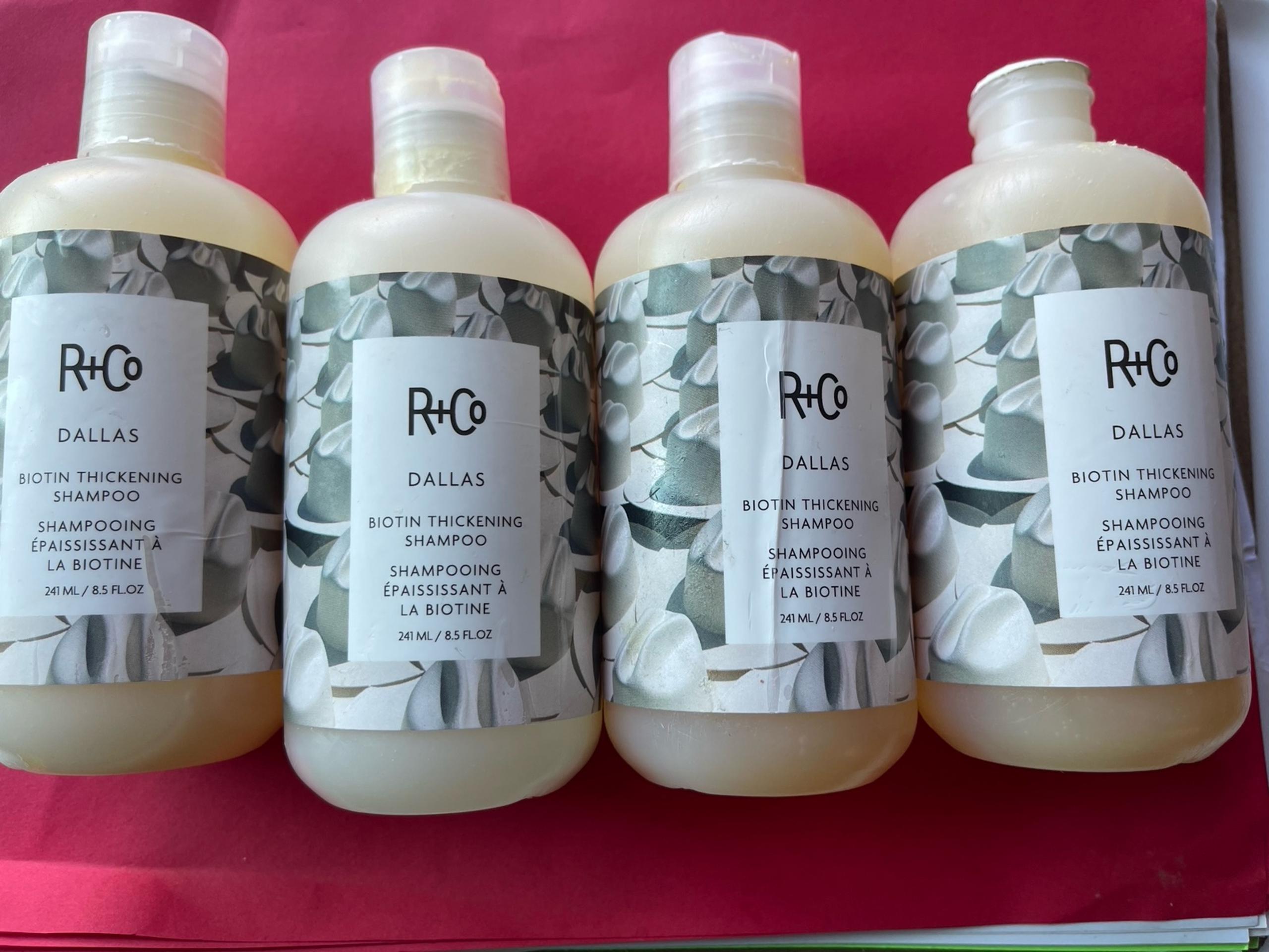 4 R+CO Dallas Biotin Thickening Shampoo 8.5 oz 
No lid on one. All are sealed