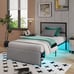 Twin Size Bed Frame with Storage Drawer Metal Platform Bed with LED Lights