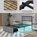 Twin Size Bed Frame with Storage Drawer Metal Platform Bed with LED Lights