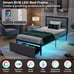 Twin Size Bed Frame with Storage Drawer Metal Platform Bed with LED Lights