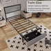 Twin Size Bed Frame with Storage Drawer Metal Platform Bed with LED Lights