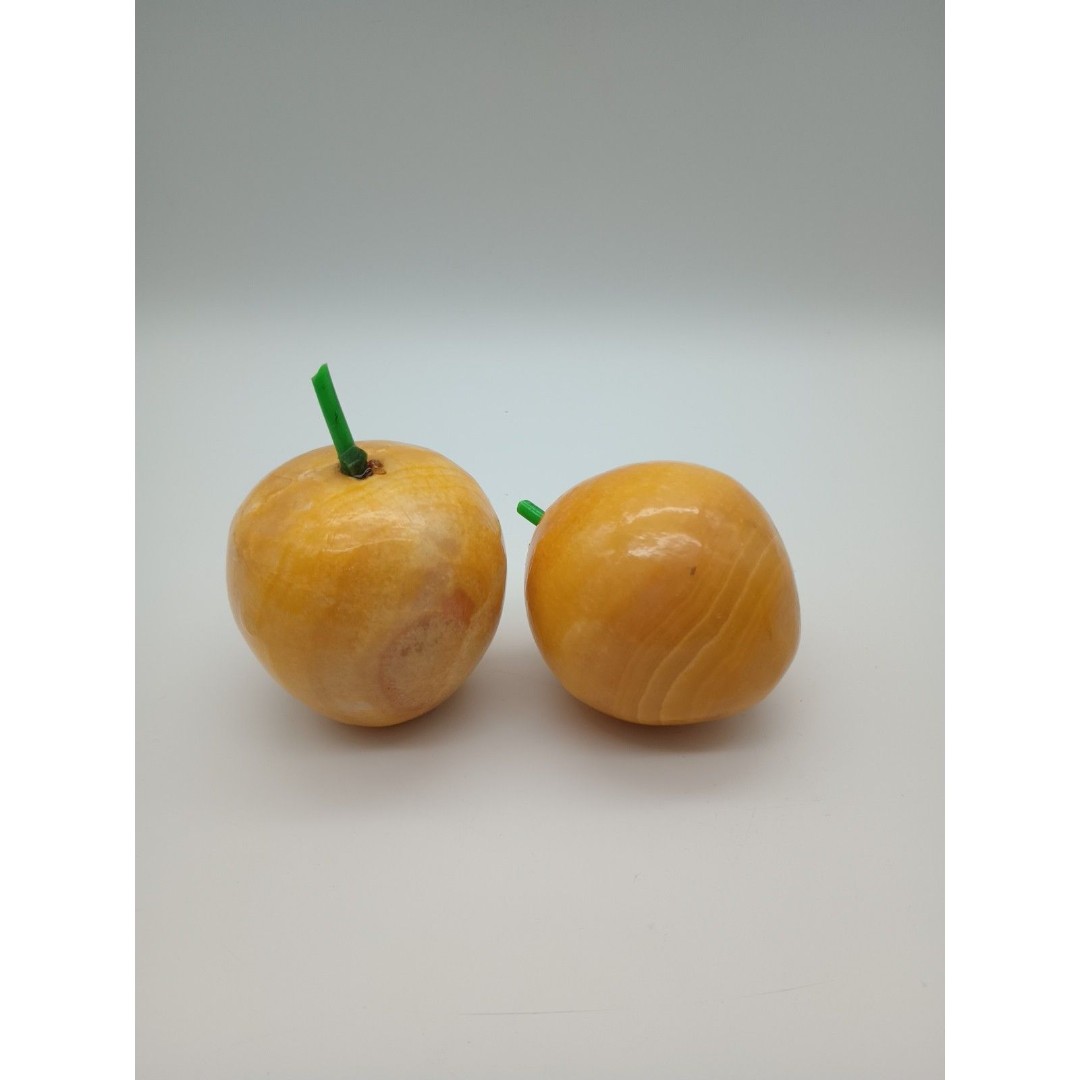 2 Vintage Alabaster Marble Stone Yellow Apple Paperweight