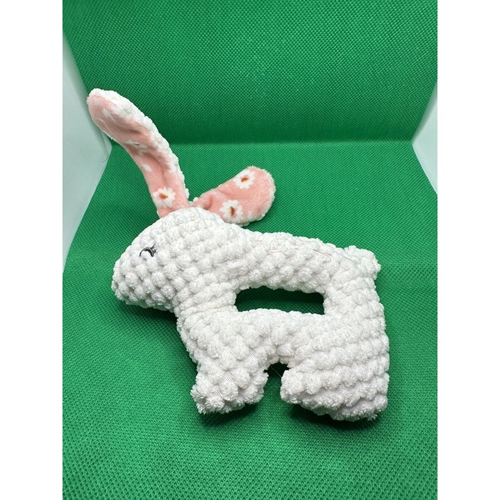 Gerber Modern Moments Waffle Weave Quilted White Bunny Rabbit Baby Rattle RARE