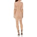 NEW Black Halo Meadow Ruched Mesh Tan Mock Neck Mini Short Sleeve Dress Size 2
