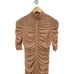 NEW Black Halo Meadow Ruched Mesh Tan Mock Neck Mini Short Sleeve Dress Size 2