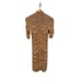 NEW Black Halo Meadow Ruched Mesh Tan Mock Neck Mini Short Sleeve Dress Size 2