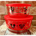 Pyrex Disney Holiday Mickey and Minnie Mouse CHRISTMAS Set/2 Glass Containers