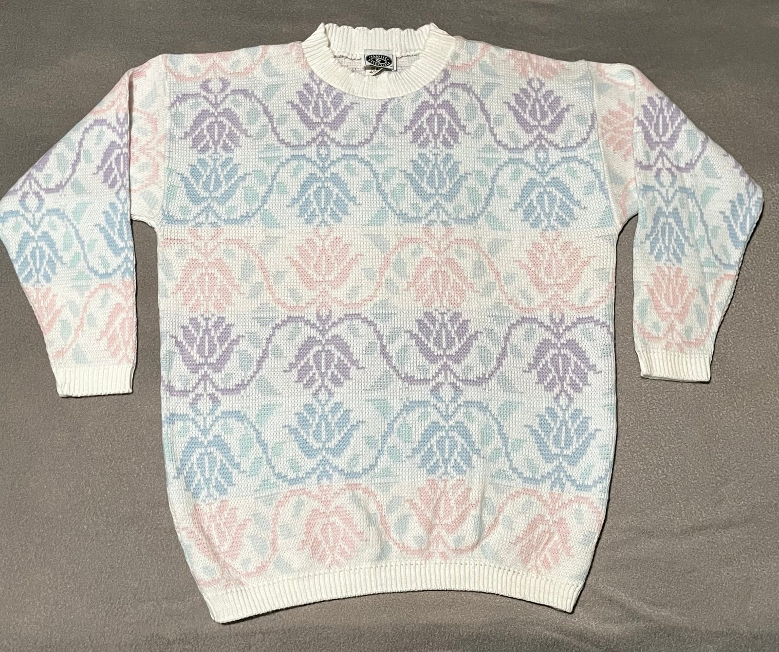 Vintage Pastel Classic Essentials Knit Sweater Made in USA XL