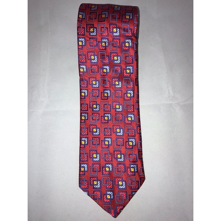 Robert Talbott Best of Class Red Square Geometric 100% Silk Classic Neck Tie