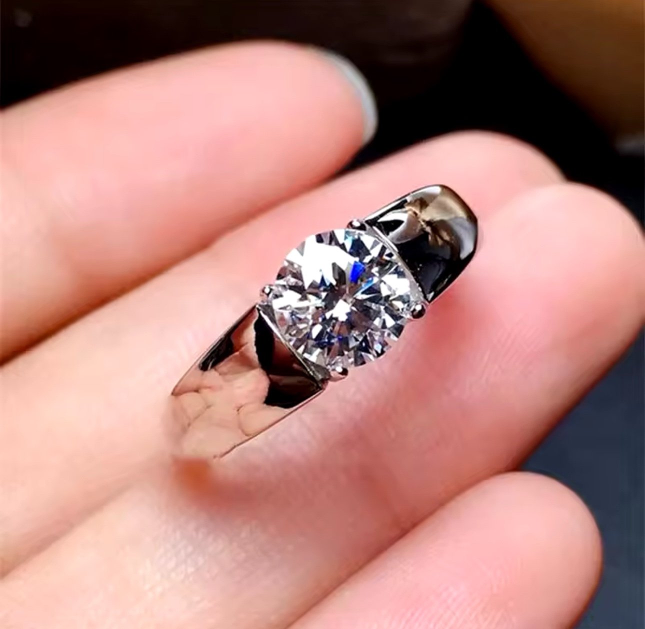 18k white gold Sterling Silver Mossanite Diamond wedding Ring For women 2 Carats