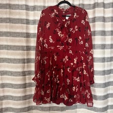 Kate Spade Red/Burgundy Camelia Silk Dress Size 14