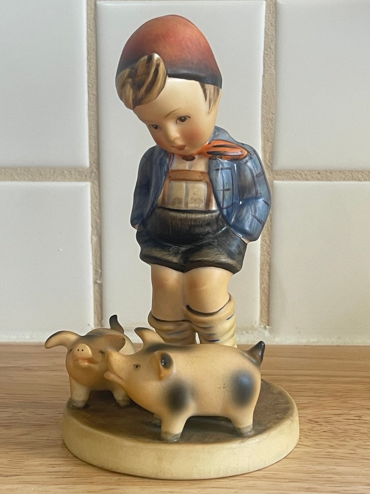 Vintage MI Hummel Farm Boy #66 TMK1 Incised Crown Porcelain Figure
