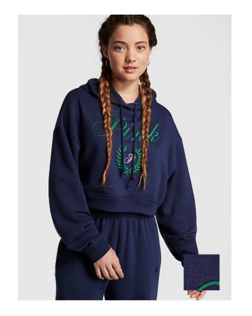 Pink Everyday Fleece Cropped Hoodie & Ivy Fleece High-Waist Sweatpants