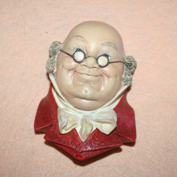 Vintage Mr Pickwick Bosson Mask Head Character Chalkware Wall Plaque