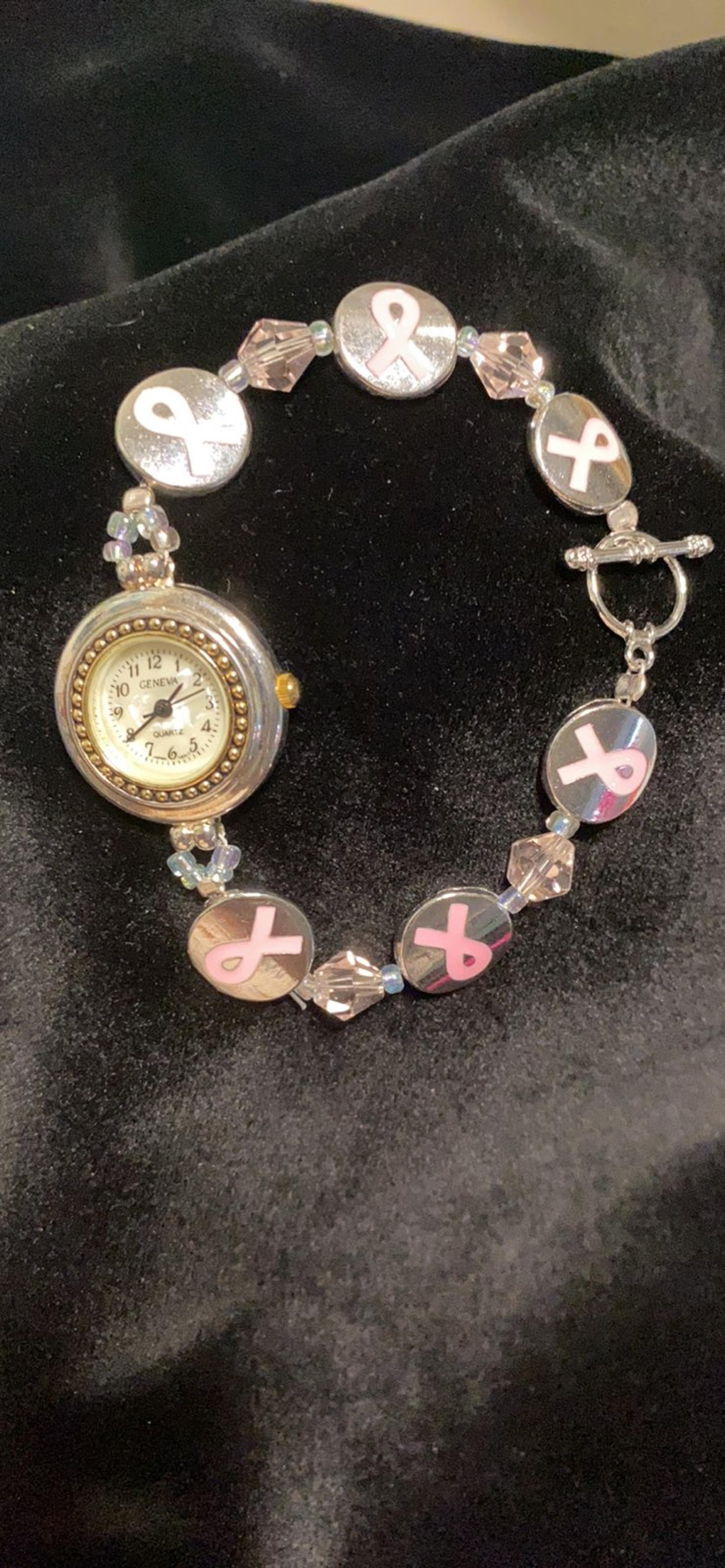 Swarovski Crystal Breast Cancer Awareness watch