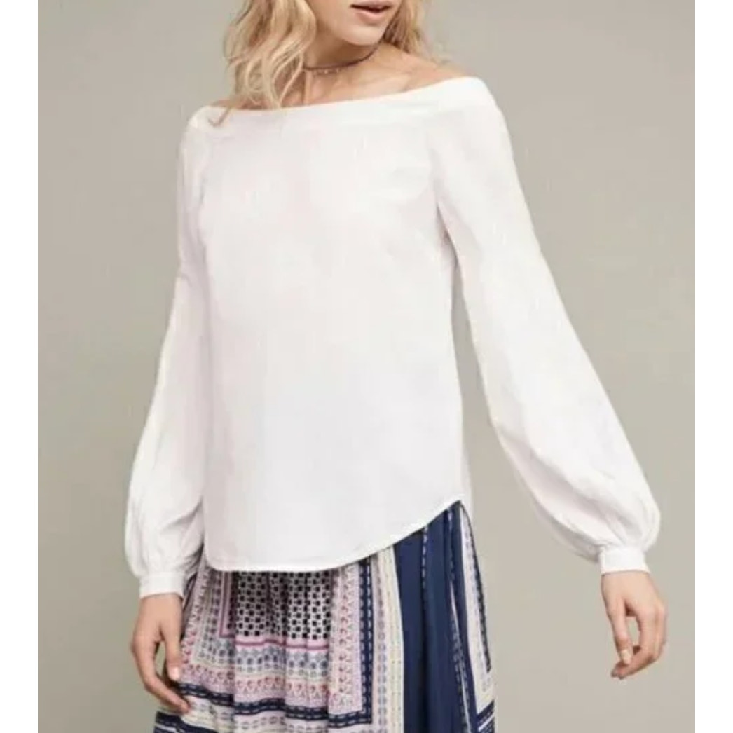 Floreat Top Women 2 White Off Shoulder Mazza Balloon Sleeve Blouse Anthropologie