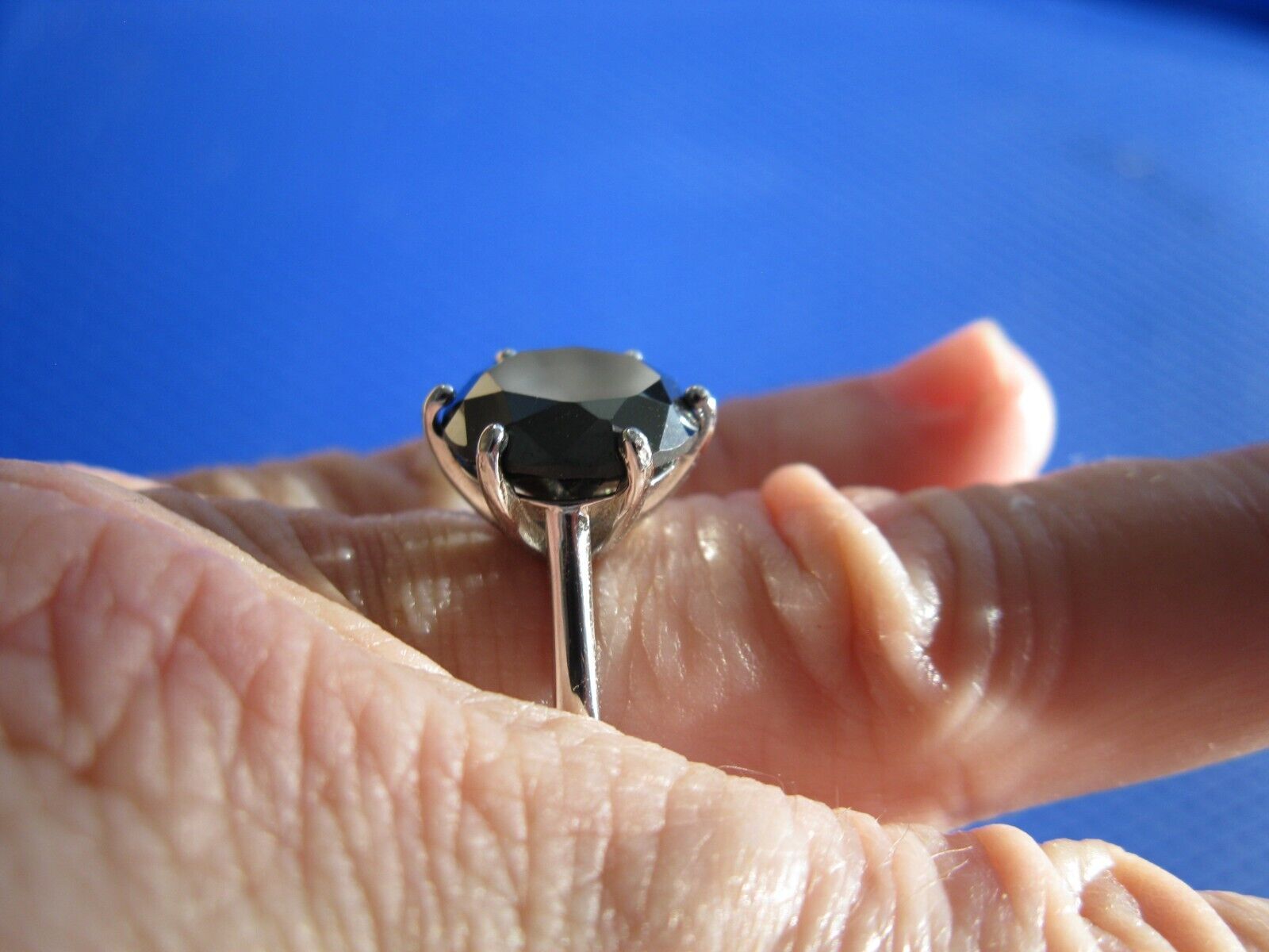 4.90ct 100% REAL NATURAL BLACK DIAMOND RING, CERTIFICATE,FR EE DIA TESTER Size 5