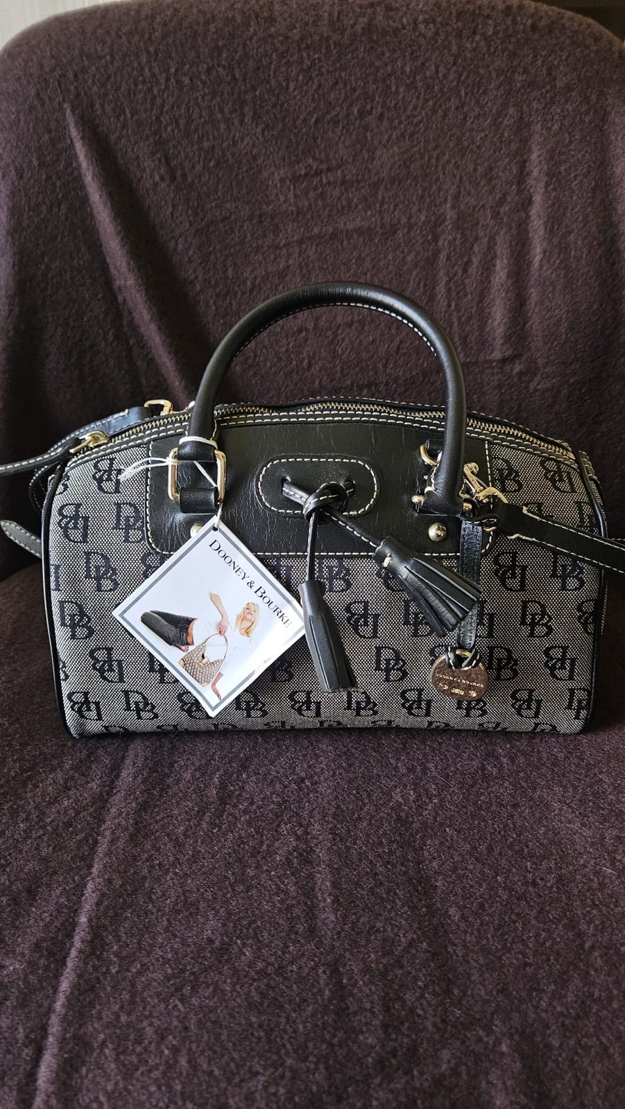 New D&B Purse HP263 Medium Domed Tassel Satchel