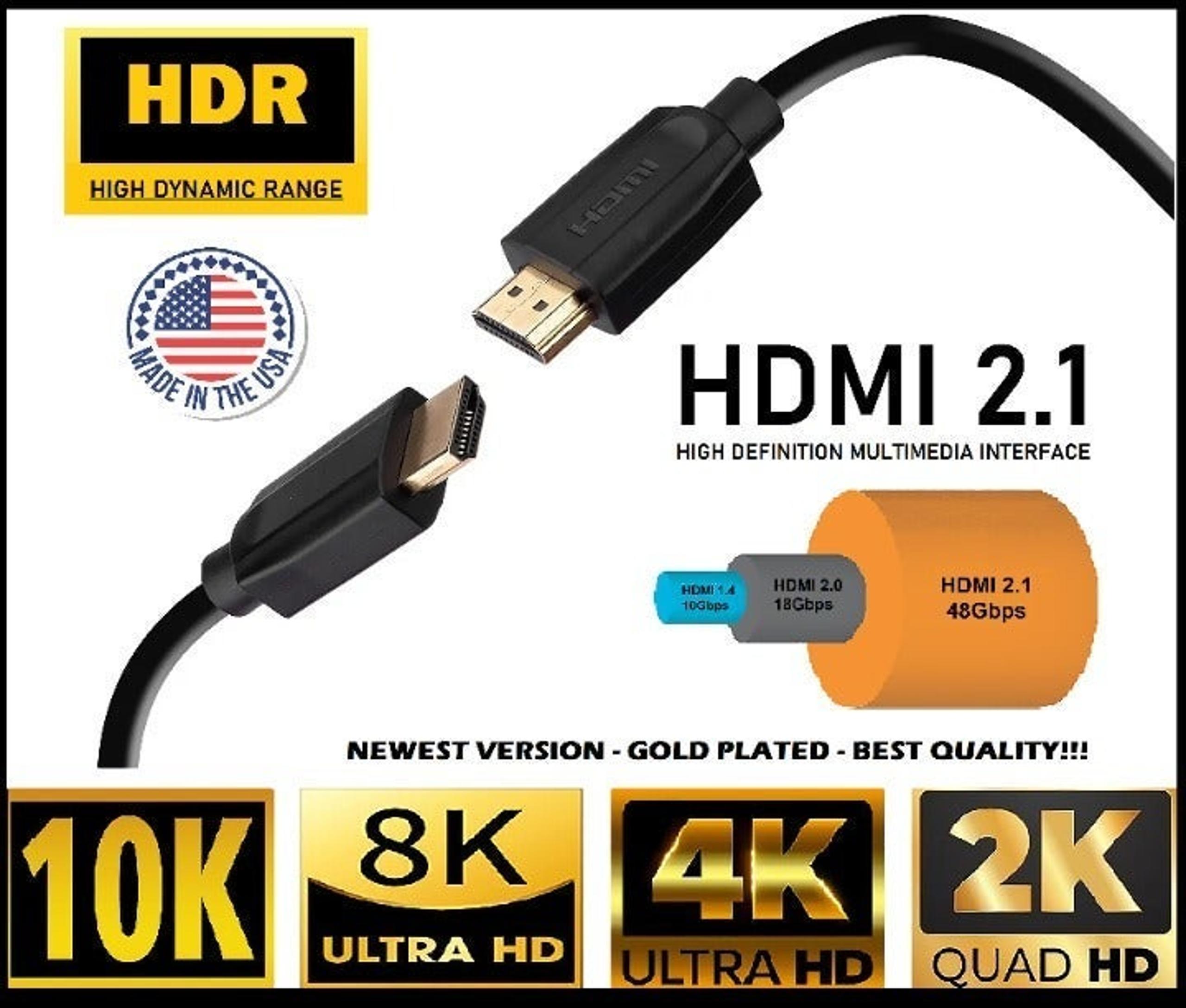 You Get 1 One HDMI Cable 6FT NEWEST VERSION 2.1 (ITEM SHIPS SAME DAY!)