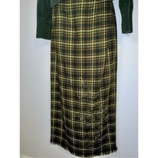 Vintage Lime Green Brown Maxi Wrap Beaded Skirt 8