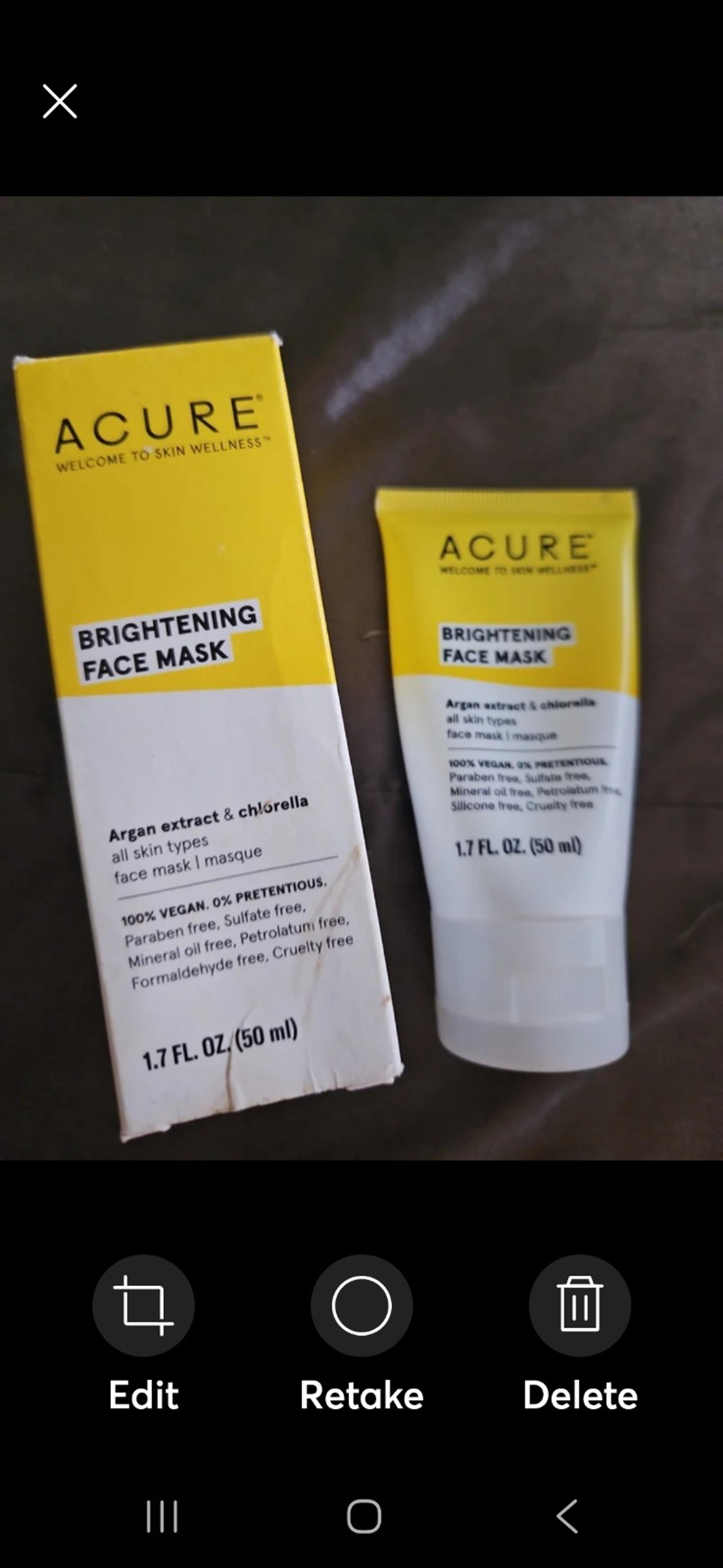 Acure brightening face mask