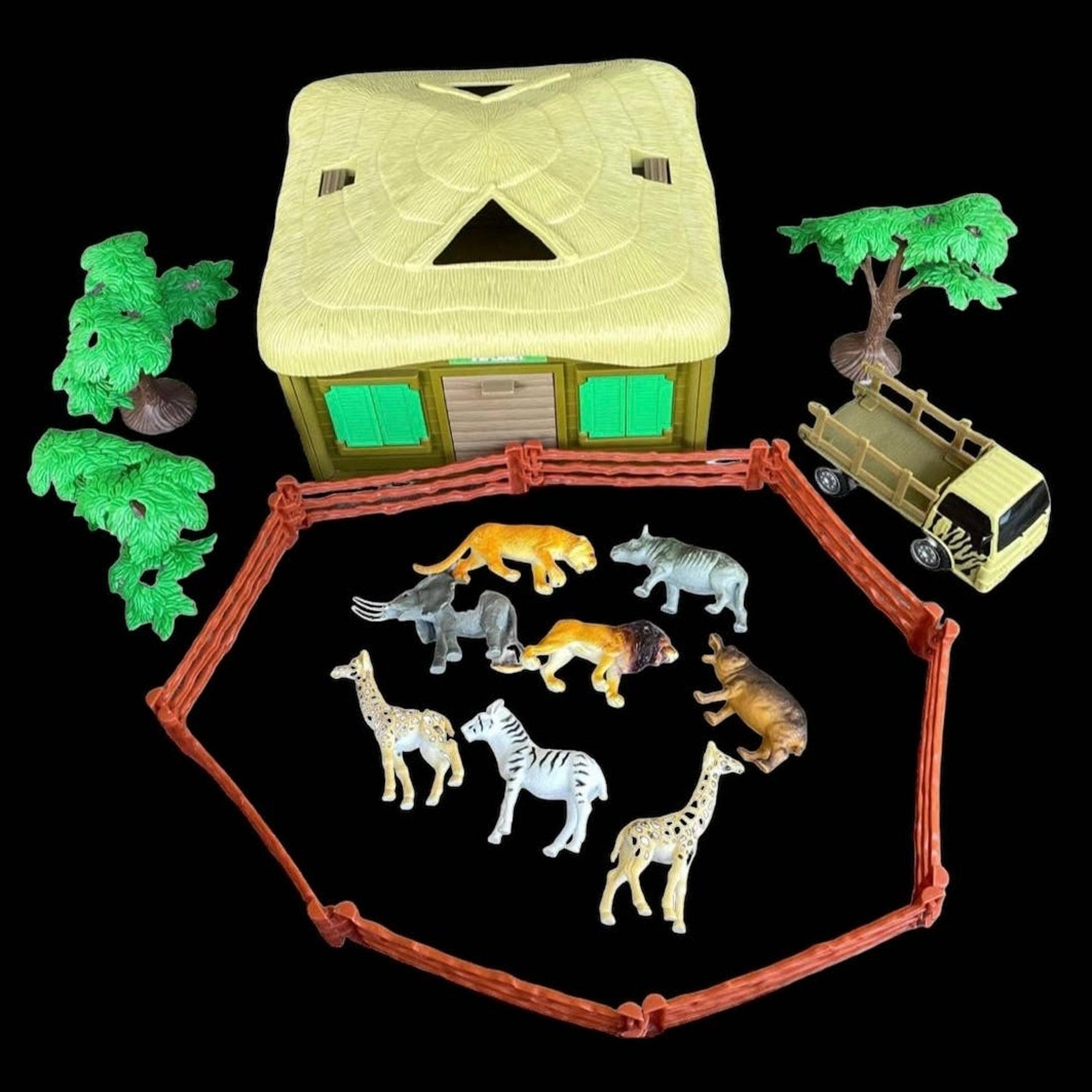 Vintage Animal Planet Safari Playset Toys R Us Steve Irwin Hut Truck Animals