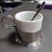Vin Coffee Espresso Cappuccino Ceramic Cup + Stainless Steel Holder & Spoon
