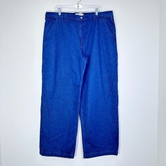 Abercrombie & Fitch Mid Rise Baggy Wide Leg Dark Denim Trouser Jean Size 33 16L