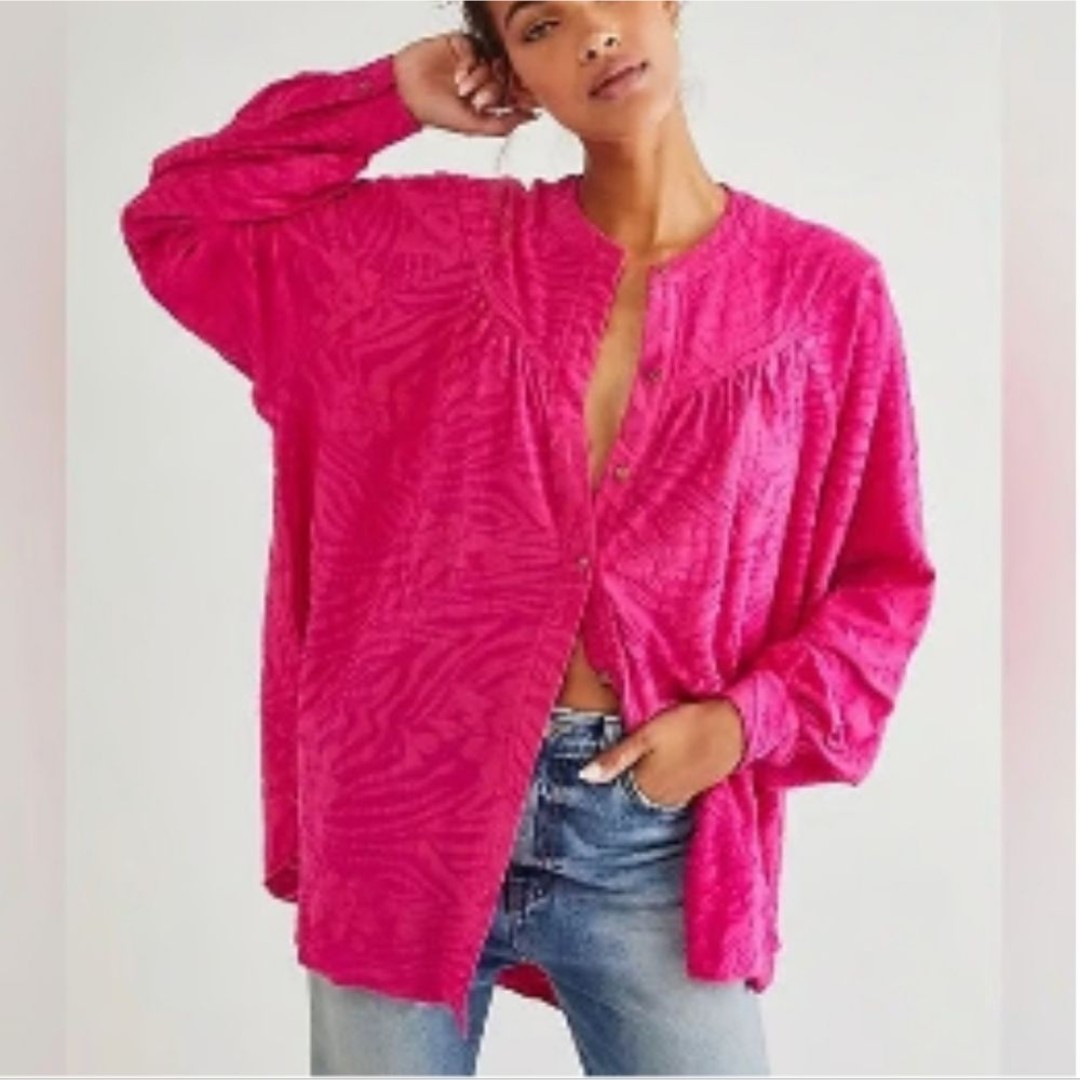 Free People Can't Stop Dreaming Flowy Tunic Size Small Hot Pink