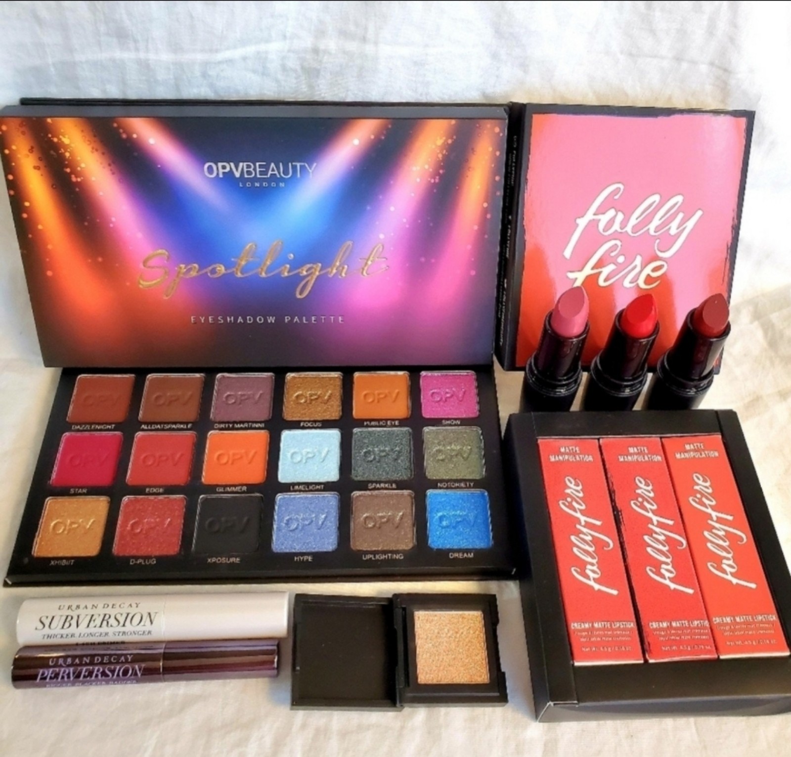 OPV Spotlight Palette & Urban Decay Mascara Lipstick Makeup Set Bundle